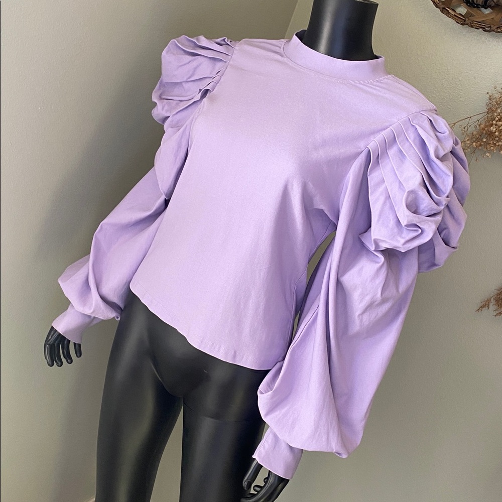 WHY DRESS Lavender PrincessCore Ruffled Sleeve Women's Top - Picture 4 of 11